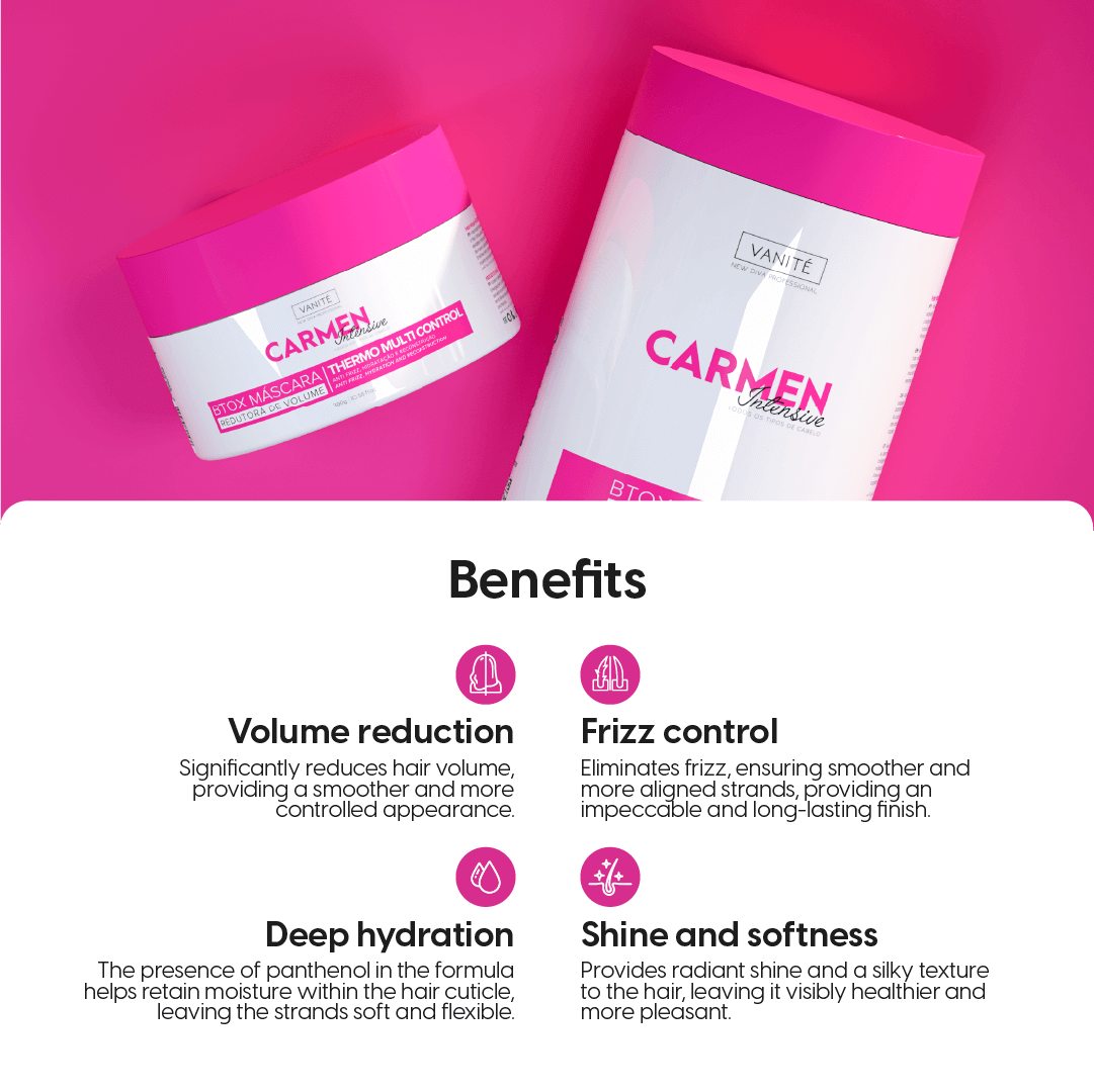 Kit - 1 Unit Btox Carmen Sensitive + 1 Unit Btox Carmen Platinum + 1 Unit Btox Carmen Itensive | Thermo Control Quaternized | 1kg - Make Beauty International