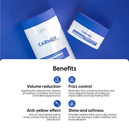 Btox Carmen Platinum | Volume Reduction and Hydration | For Blonde and Gray Hair | 300g - Make Beauty International