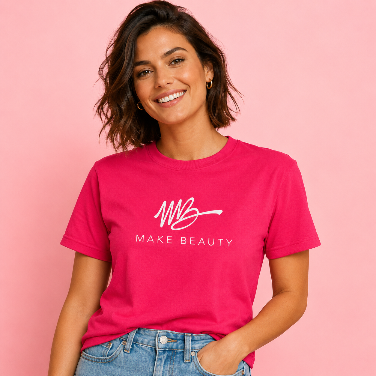 Make Beauty Signature Pink T-Shirt