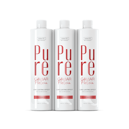 Kit - 3 Units Pure Protein | Semi Definitive Organic and Formaldehyde Free | For All Hair Types | 1000ml (33.8 fl oz) - Make Beauty International