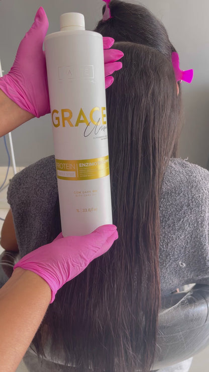Grace Unique | Straightening Without Odor and Without Burning | For All Hair Types | 1000ml (33.8 fl oz)  + Digital Access Course + Certificate